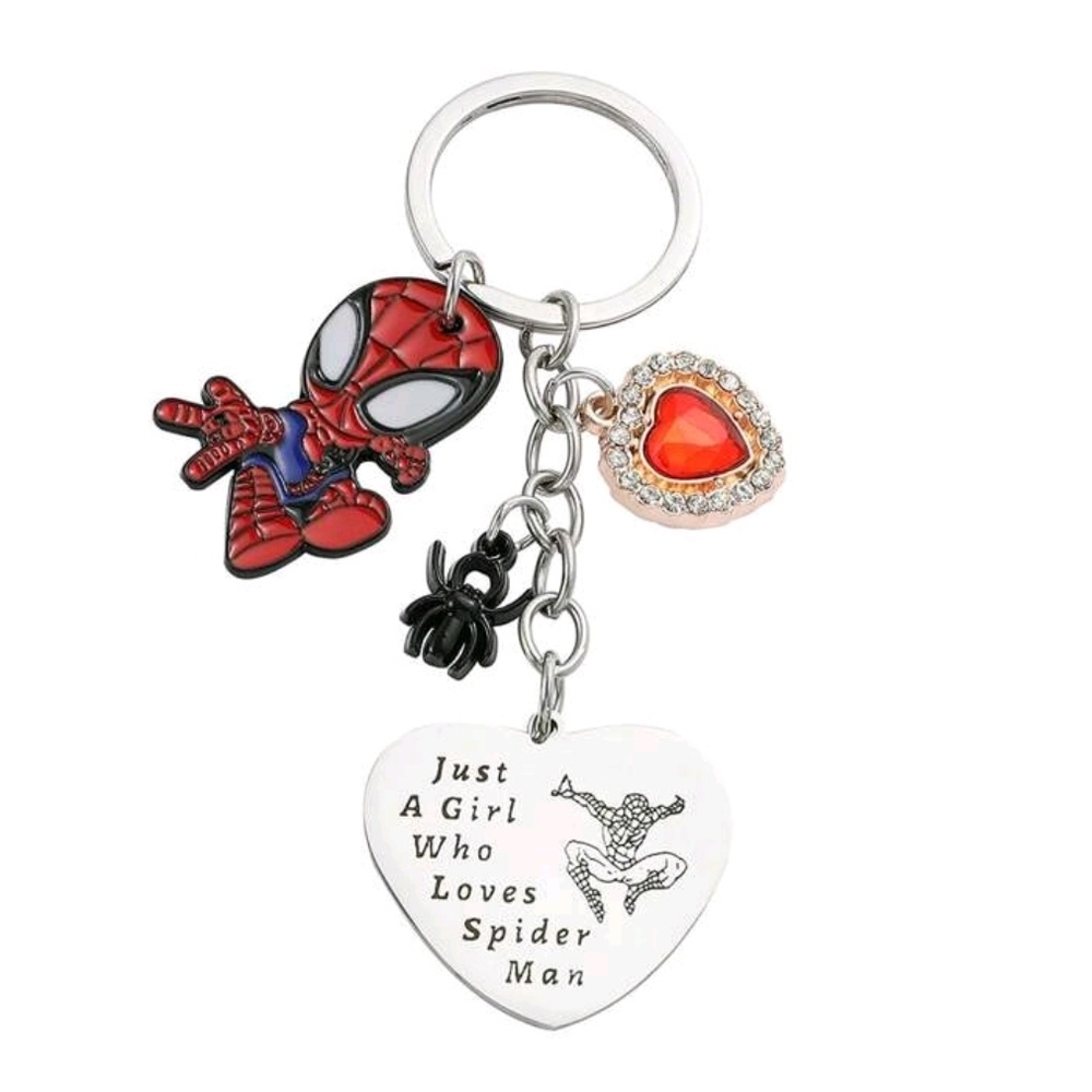 Spider-Man Keychain with Heart Charm